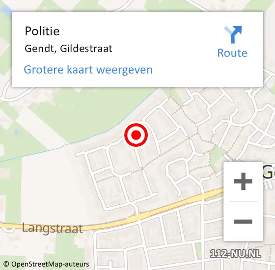 Locatie op kaart van de 112 melding: Politie Gendt, Gildestraat op 30 maart 2023 18:39