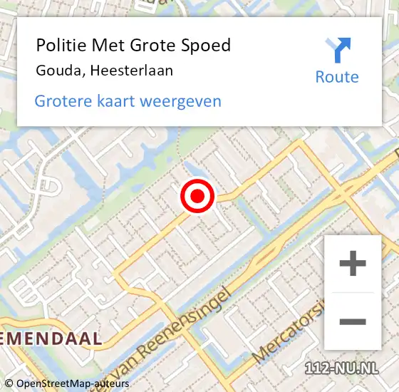 Locatie op kaart van de 112 melding: Politie Met Grote Spoed Naar Gouda, Heesterlaan op 30 maart 2023 19:00