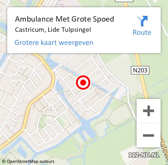 Locatie op kaart van de 112 melding: Ambulance Met Grote Spoed Naar Castricum, Lide Tulpsingel op 30 maart 2023 19:11