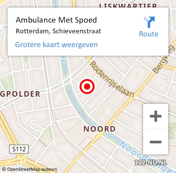 Locatie op kaart van de 112 melding: Ambulance Met Spoed Naar Rotterdam, Schieveenstraat op 31 maart 2023 00:27