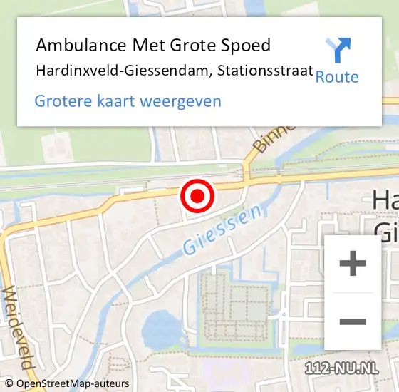 Locatie op kaart van de 112 melding: Ambulance Met Grote Spoed Naar Hardinxveld-Giessendam, Stationsstraat op 31 maart 2023 08:01