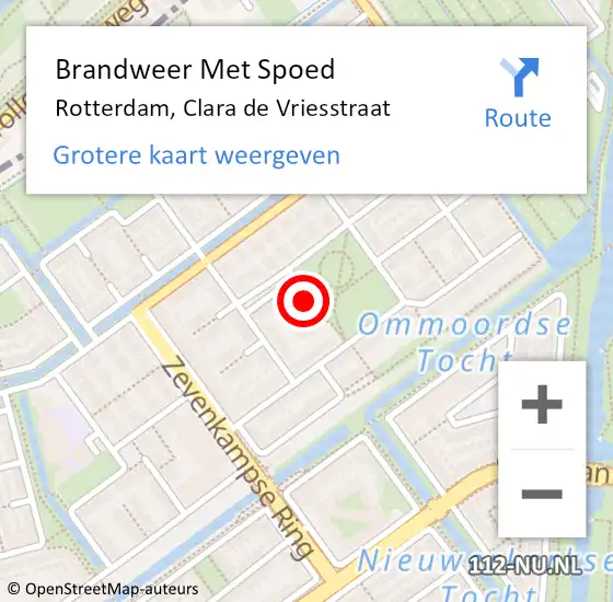 Locatie op kaart van de 112 melding: Brandweer Met Spoed Naar Rotterdam, Clara de Vriesstraat op 31 maart 2023 08:32
