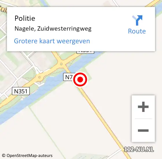 Locatie op kaart van de 112 melding: Politie Nagele, Zuidwesterringweg op 31 maart 2023 08:46