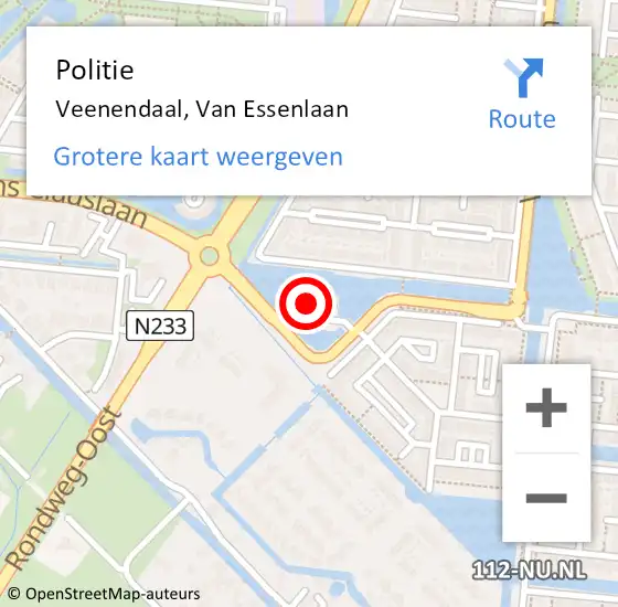 Locatie op kaart van de 112 melding: Politie Veenendaal, Van Essenlaan op 31 maart 2023 09:23