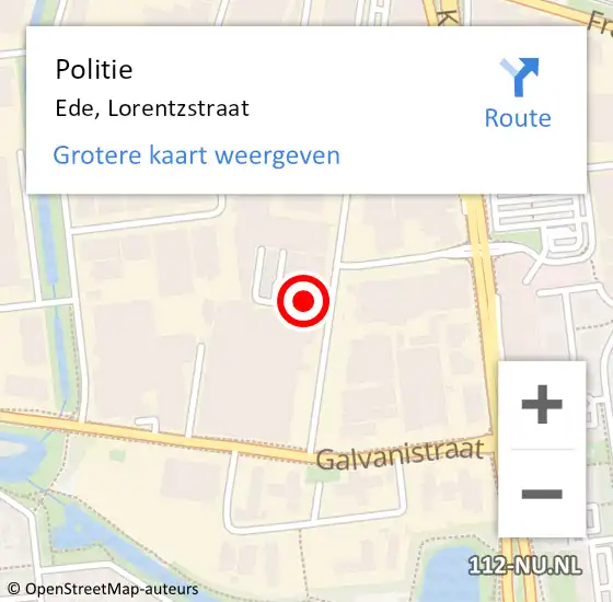 Locatie op kaart van de 112 melding: Politie Ede, Lorentzstraat op 31 maart 2023 10:55