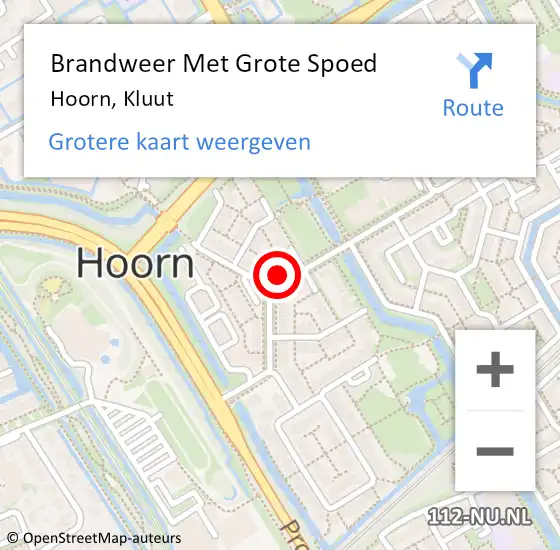 Locatie op kaart van de 112 melding: Brandweer Met Grote Spoed Naar Hoorn, Kluut op 31 maart 2023 12:19