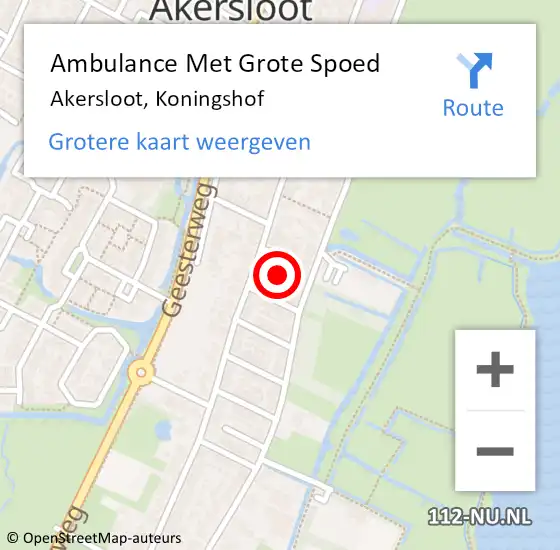Locatie op kaart van de 112 melding: Ambulance Met Grote Spoed Naar Akersloot, Koningshof op 31 maart 2023 14:39