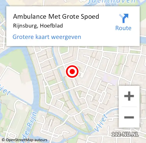 Locatie op kaart van de 112 melding: Ambulance Met Grote Spoed Naar Rijnsburg, Hoefblad op 31 maart 2023 14:50