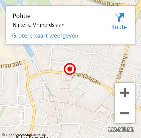 Locatie op kaart van de 112 melding: Politie Nijkerk, Vrijheidslaan op 31 maart 2023 14:57