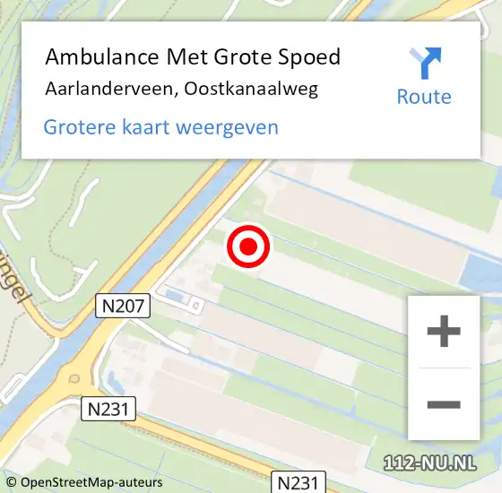 Locatie op kaart van de 112 melding: Ambulance Met Grote Spoed Naar Aarlanderveen, Oostkanaalweg op 31 maart 2023 21:32