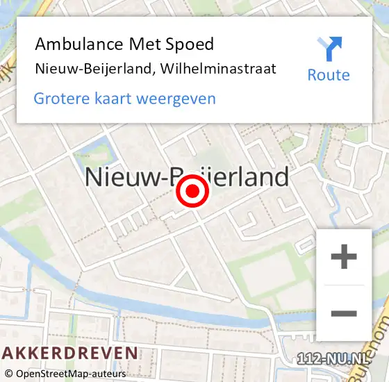 Locatie op kaart van de 112 melding: Ambulance Met Spoed Naar Nieuw-Beijerland, Wilhelminastraat op 1 april 2023 04:10