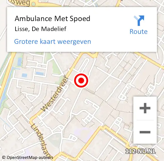 Locatie op kaart van de 112 melding: Ambulance Met Spoed Naar Lisse, De Madelief op 1 april 2023 05:26