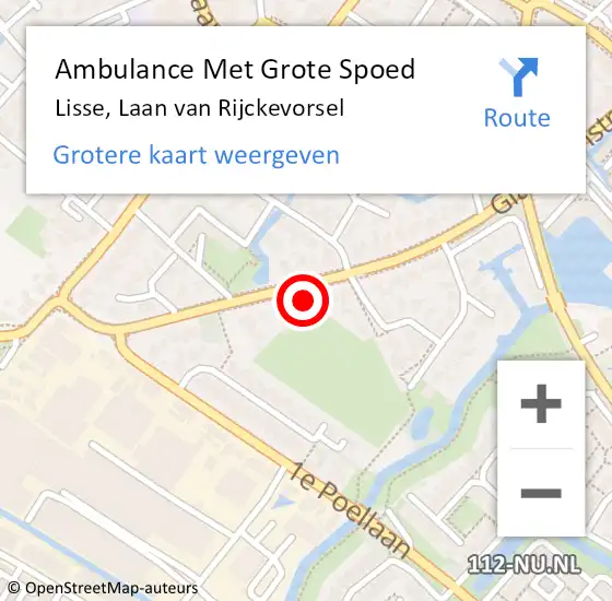 Locatie op kaart van de 112 melding: Ambulance Met Grote Spoed Naar Lisse, Laan van Rijckevorsel op 1 april 2023 09:59