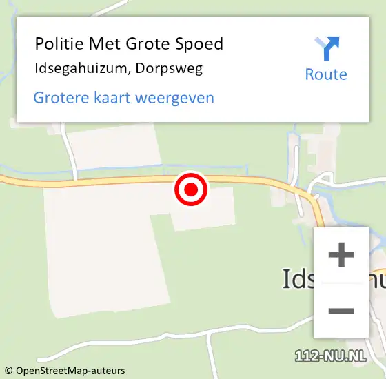 Locatie op kaart van de 112 melding: Politie Met Grote Spoed Naar Idsegahuizum, Dorpsweg op 1 april 2023 10:08