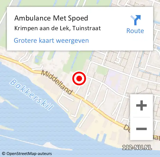 Locatie op kaart van de 112 melding: Ambulance Met Spoed Naar Krimpen aan de Lek, Tuinstraat op 1 april 2023 12:11