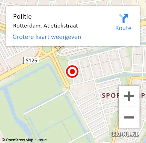 Locatie op kaart van de 112 melding: Politie Rotterdam, Atletiekstraat op 1 april 2023 12:57