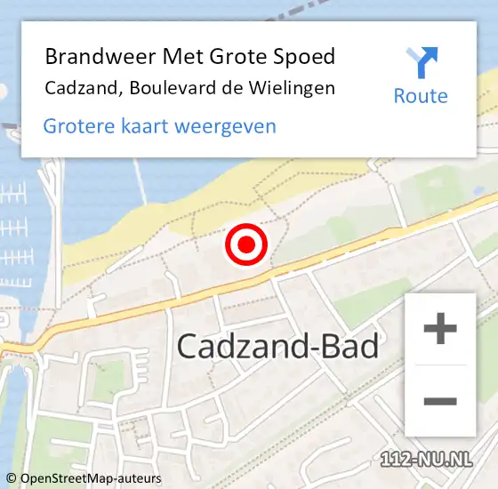 Locatie op kaart van de 112 melding: Brandweer Met Grote Spoed Naar Cadzand, Boulevard de Wielingen op 1 april 2023 13:08