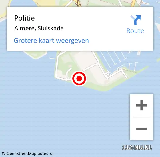 Locatie op kaart van de 112 melding: Politie Almere, Sluiskade op 1 april 2023 16:59