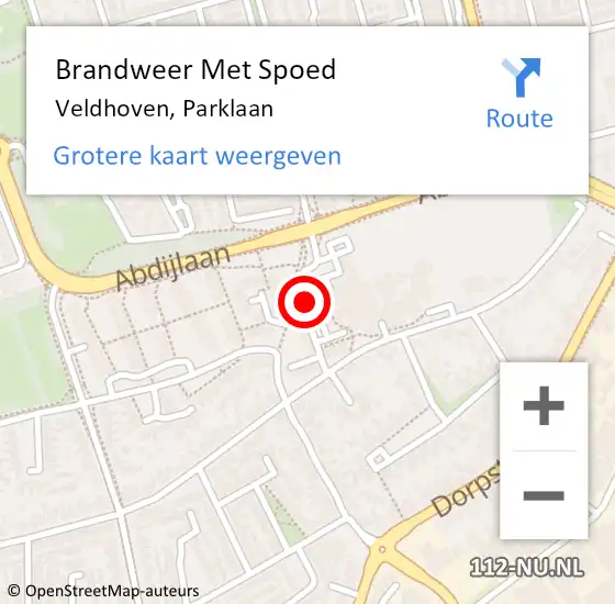 Locatie op kaart van de 112 melding: Brandweer Met Spoed Naar Veldhoven, Parklaan op 1 april 2023 18:24