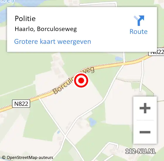Locatie op kaart van de 112 melding: Politie Haarlo, Borculoseweg op 1 april 2023 19:30