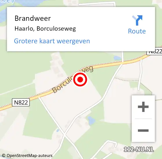 Locatie op kaart van de 112 melding: Brandweer Haarlo, Borculoseweg op 1 april 2023 19:34