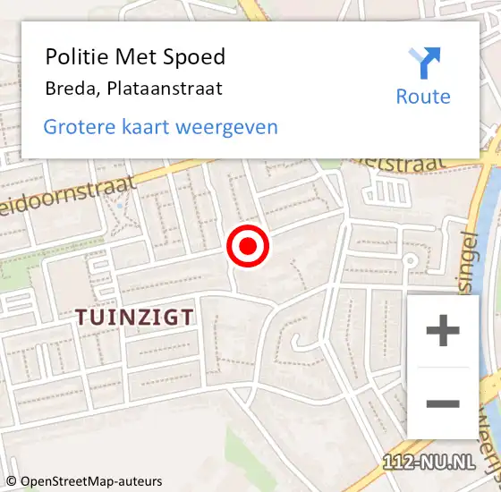 Locatie op kaart van de 112 melding: Politie Met Spoed Naar Breda, Plataanstraat op 1 april 2023 20:11