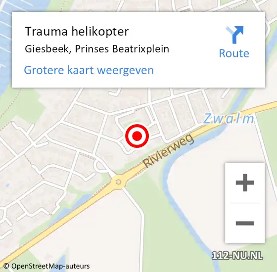 Locatie op kaart van de 112 melding: Trauma helikopter Giesbeek, Prinses Beatrixplein op 1 april 2023 20:31