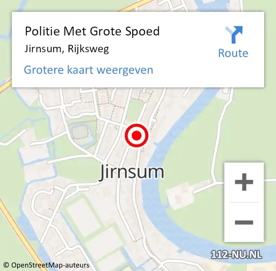 Locatie op kaart van de 112 melding: Politie Met Grote Spoed Naar Jirnsum, Rijksweg op 1 april 2023 21:26