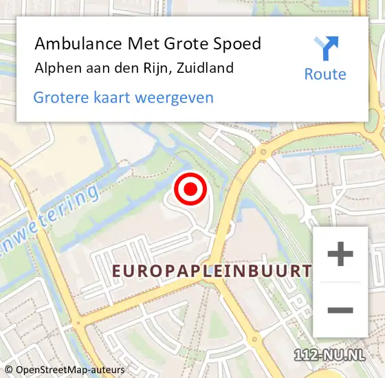 Locatie op kaart van de 112 melding: Ambulance Met Grote Spoed Naar Alphen aan den Rijn, Zuidland op 2 april 2023 00:18
