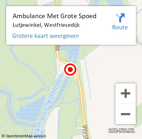 Locatie op kaart van de 112 melding: Ambulance Met Grote Spoed Naar Lutjewinkel, Westfriesedijk op 2 april 2023 00:51