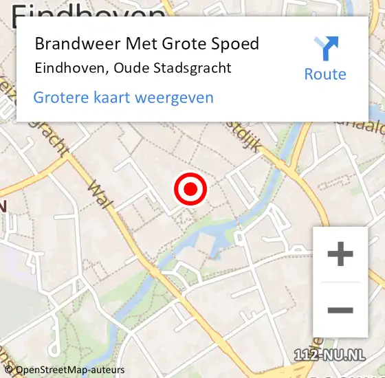 Locatie op kaart van de 112 melding: Brandweer Met Grote Spoed Naar Eindhoven, Oude Stadsgracht op 2 april 2023 01:50