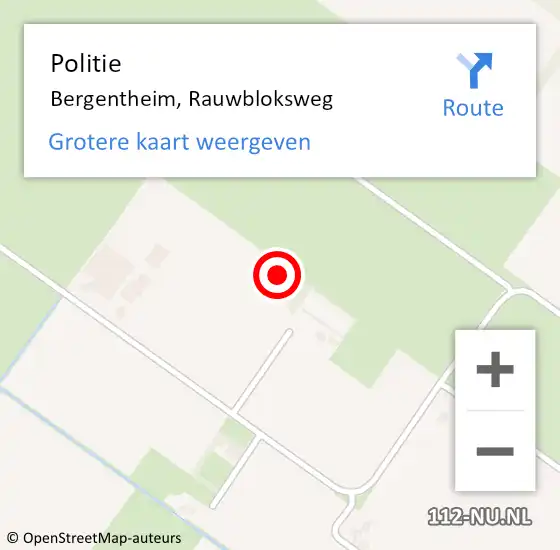 Locatie op kaart van de 112 melding: Politie Bergentheim, Rauwbloksweg op 2 april 2023 02:22
