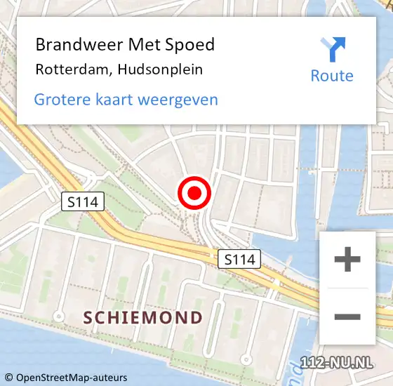 Locatie op kaart van de 112 melding: Brandweer Met Spoed Naar Rotterdam, Hudsonplein op 2 april 2023 03:39