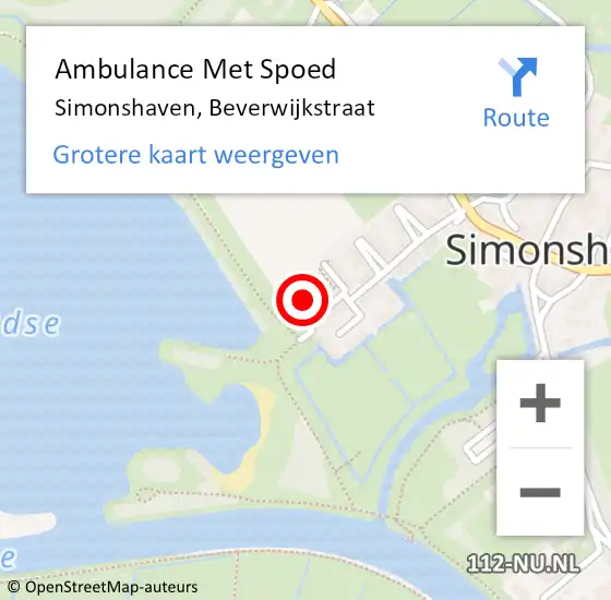 Locatie op kaart van de 112 melding: Ambulance Met Spoed Naar Simonshaven, Beverwijkstraat op 2 april 2023 08:02