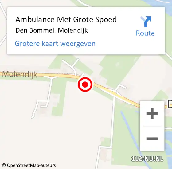 Locatie op kaart van de 112 melding: Ambulance Met Grote Spoed Naar Den Bommel, Molendijk op 2 april 2023 10:28