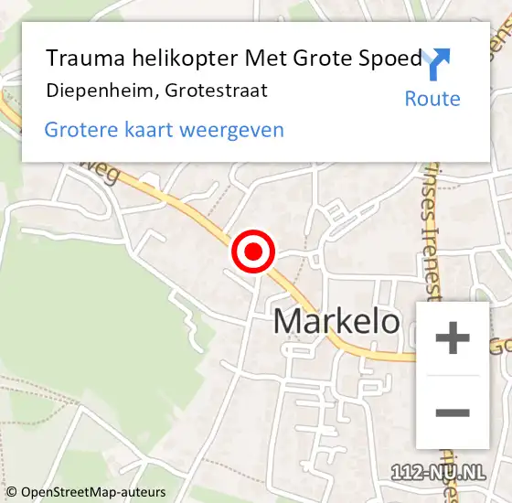 Locatie op kaart van de 112 melding: Trauma helikopter Met Grote Spoed Naar Diepenheim, Grotestraat op 2 april 2023 10:48