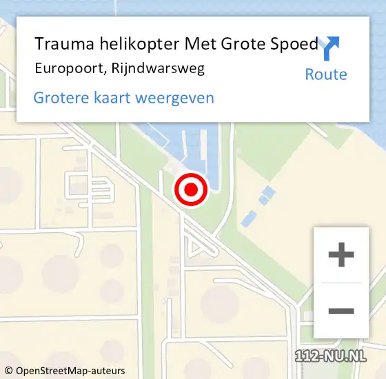 Locatie op kaart van de 112 melding: Trauma helikopter Met Grote Spoed Naar Europoort, Rijndwarsweg op 2 april 2023 11:29