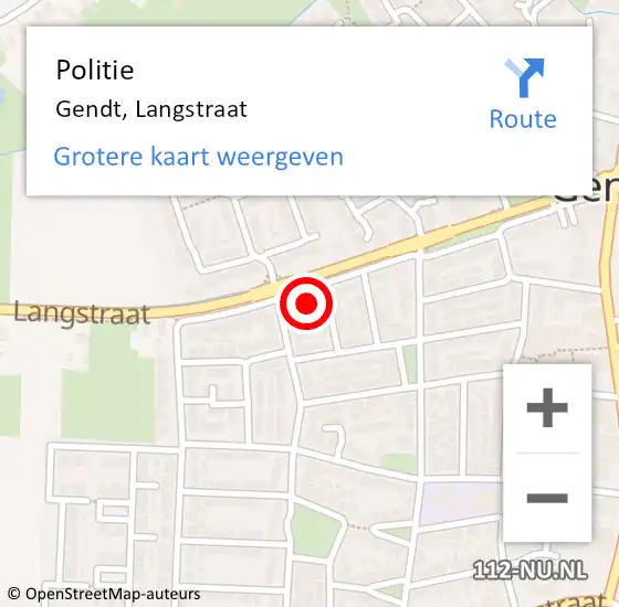 Locatie op kaart van de 112 melding: Politie Gendt, Langstraat op 2 april 2023 14:45
