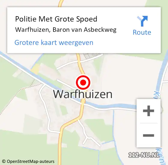 Locatie op kaart van de 112 melding: Politie Met Grote Spoed Naar Warfhuizen, Baron van Asbeckweg op 2 april 2023 15:13