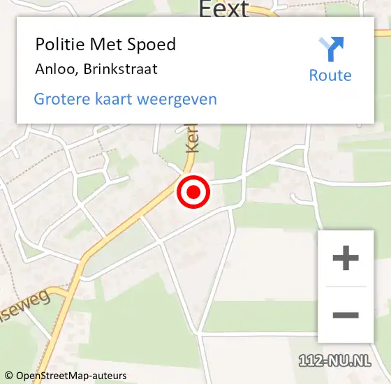 Locatie op kaart van de 112 melding: Politie Met Spoed Naar Anloo, Brinkstraat op 2 april 2023 17:35