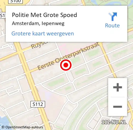Locatie op kaart van de 112 melding: Politie Met Grote Spoed Naar Amsterdam, Iepenweg op 2 april 2023 18:33