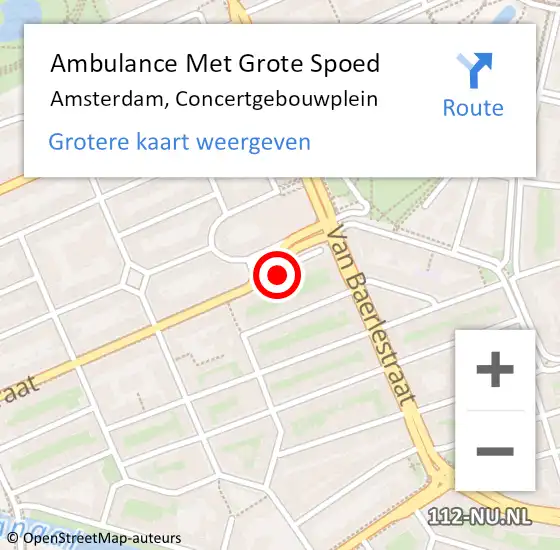 Locatie op kaart van de 112 melding: Ambulance Met Grote Spoed Naar Amsterdam, Concertgebouwplein op 2 april 2023 20:10