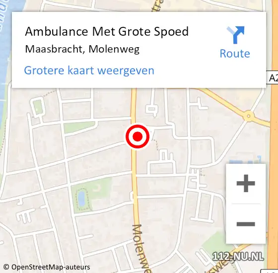 Locatie op kaart van de 112 melding: Ambulance Met Grote Spoed Naar Maasbracht, Molenweg op 2 april 2023 22:15