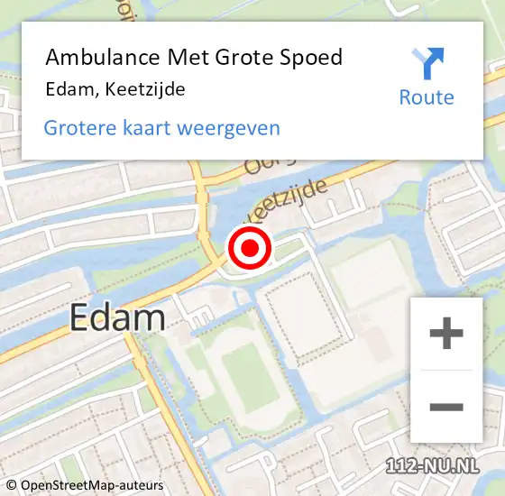Locatie op kaart van de 112 melding: Ambulance Met Grote Spoed Naar Edam, Keetzijde op 3 april 2023 08:11