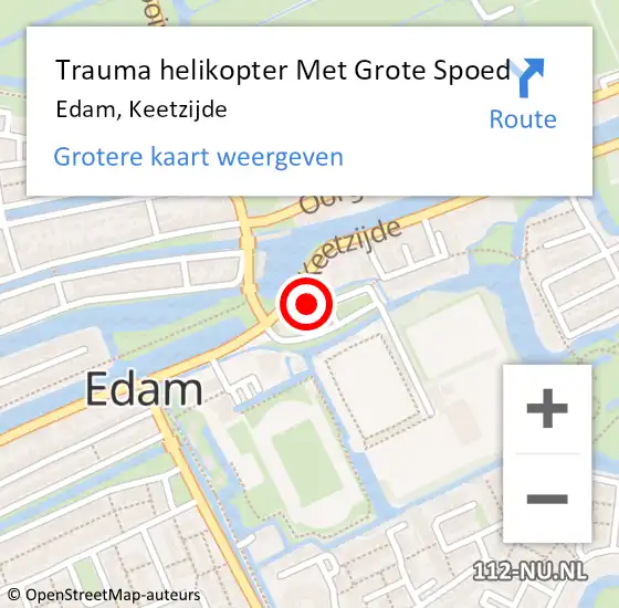 Locatie op kaart van de 112 melding: Trauma helikopter Met Grote Spoed Naar Edam, Keetzijde op 3 april 2023 08:15