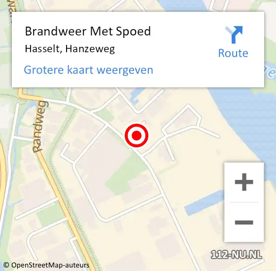 Locatie op kaart van de 112 melding: Brandweer Met Spoed Naar Hasselt, Hanzeweg op 3 april 2023 08:21