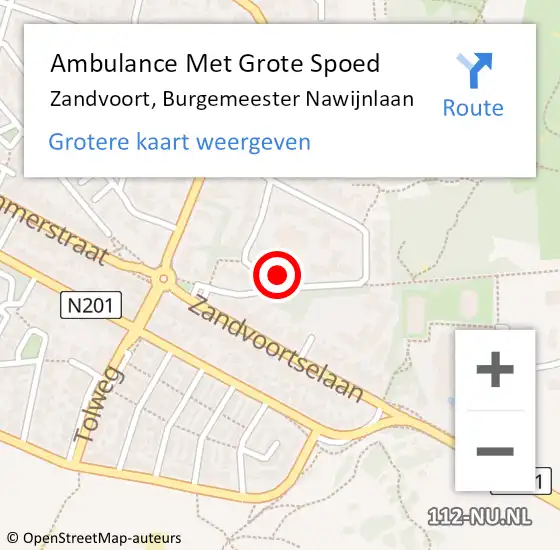 Locatie op kaart van de 112 melding: Ambulance Met Grote Spoed Naar Zandvoort, Burgemeester Nawijnlaan op 3 april 2023 10:21