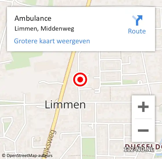 Locatie op kaart van de 112 melding: Ambulance Limmen, Middenweg op 3 april 2023 18:04