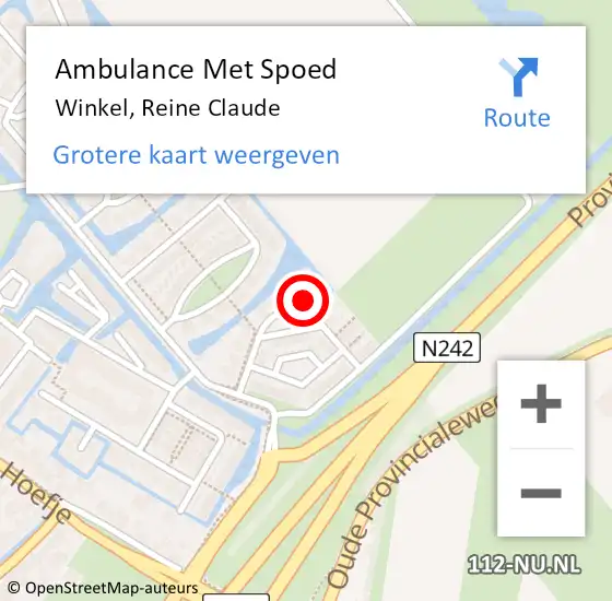 Locatie op kaart van de 112 melding: Ambulance Met Spoed Naar Winkel, Reine Claude op 3 april 2023 22:03