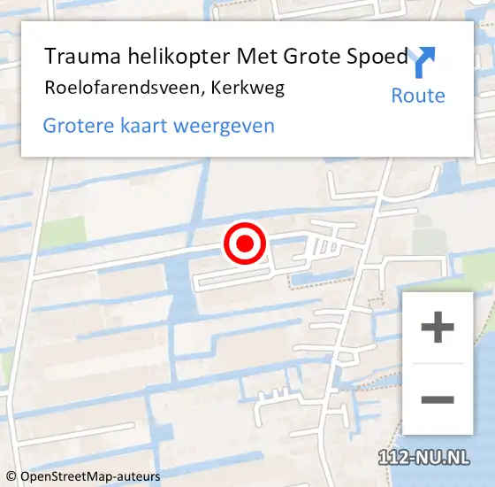 Locatie op kaart van de 112 melding: Trauma helikopter Met Grote Spoed Naar Roelofarendsveen, Kerkweg op 3 april 2023 22:16
